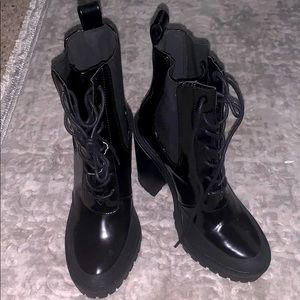 ASOS Ellen chunky lace up ankle boots in black